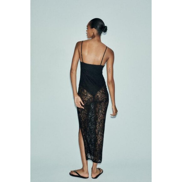 ZARA UNDERWIRE LACE MIDI DRESS - Picture 5 of 8